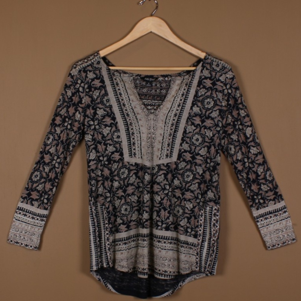 Lucky Brand Woodblock Black Top